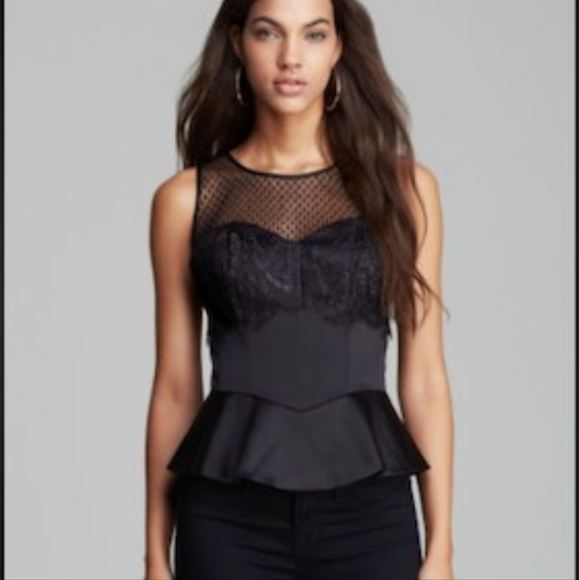 *NWT* Guess - Black Iconic Peplum Bustier - Picture 1 of 5